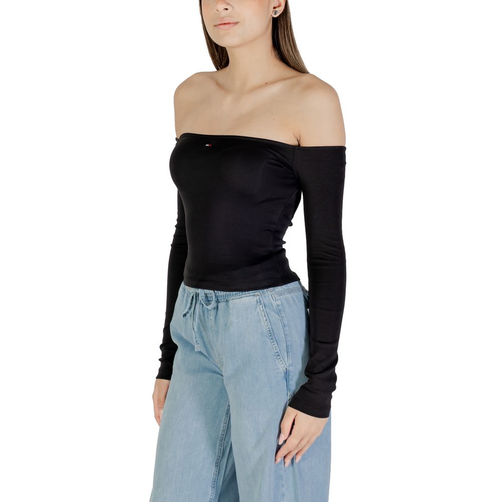 Black Recycled Cotton Long Sleeve T-Shirt - ventzia