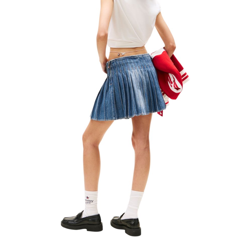Blue Recycled Cotton Mini Skirt - ventzia