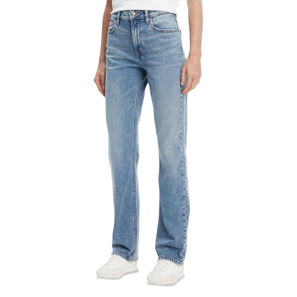 Blue Recycled Cotton Mom Jeans - ventzia