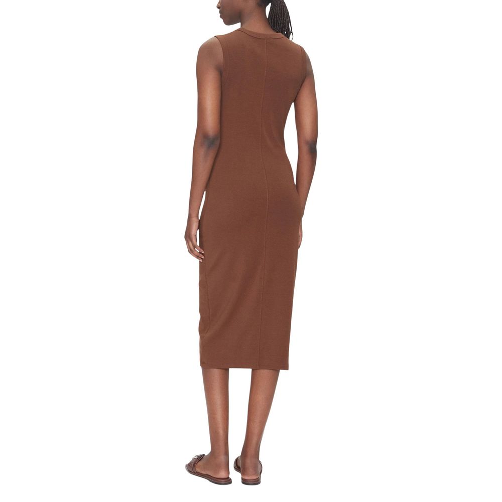 Brown Cotton Long Dress - ventzia