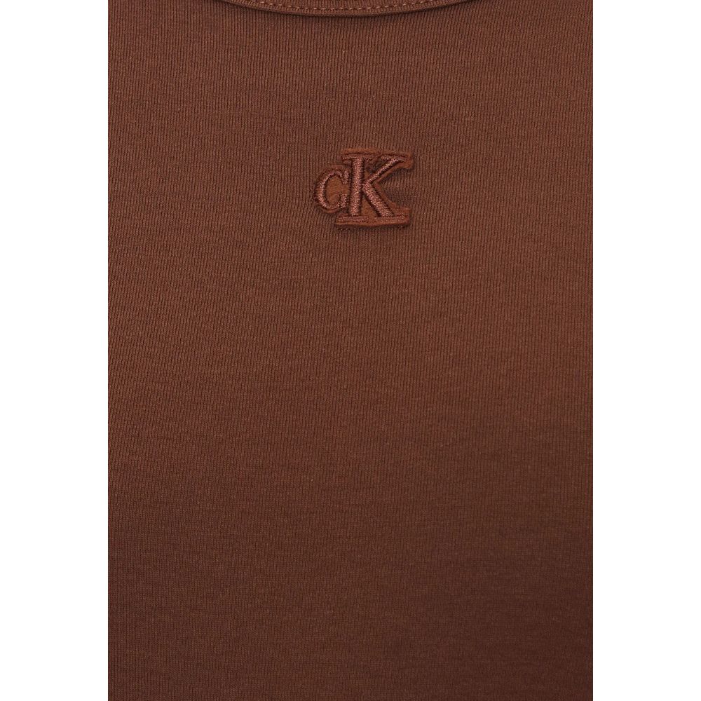 Brown Cotton Long Dress - ventzia