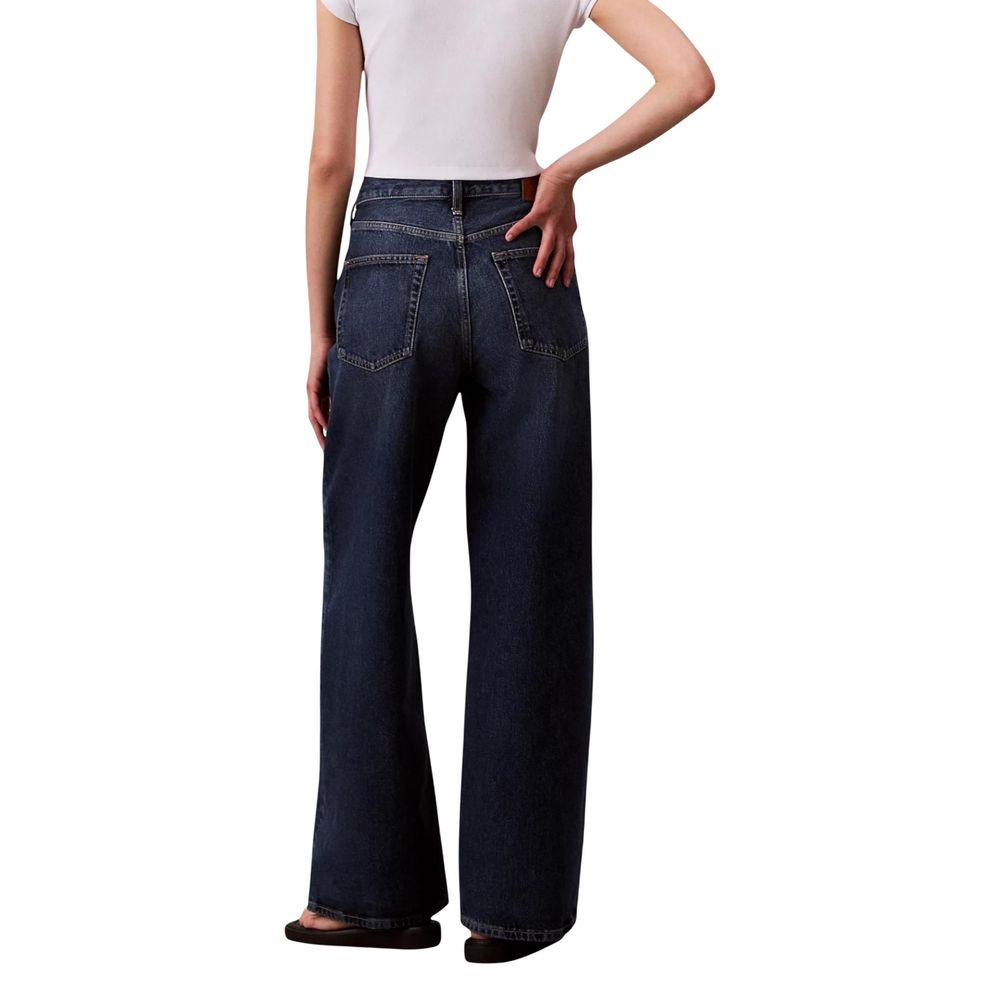Blue Recycled Cotton Bootcut Jeans - ventzia