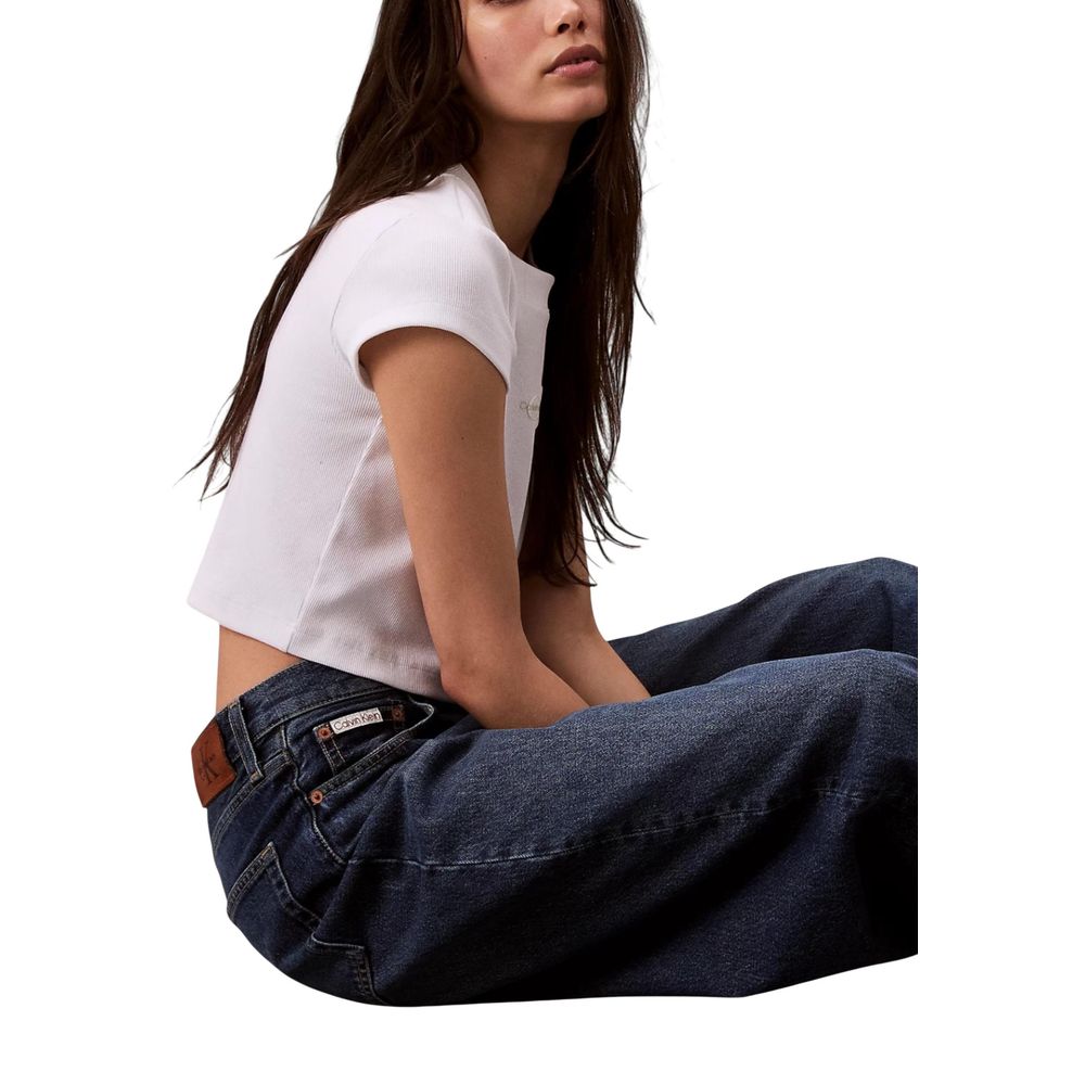 Blue Recycled Cotton Bootcut Jeans - ventzia