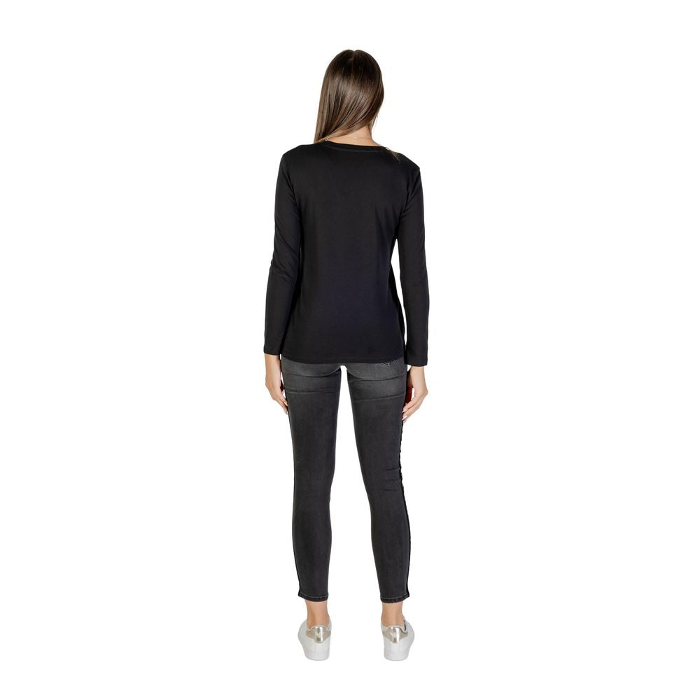 Black Cotton Long Sleeve T-Shirt - ventzia