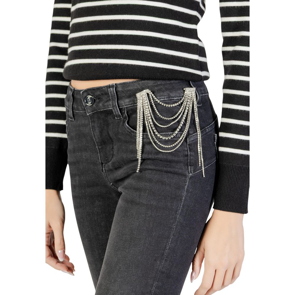 Black Cotton Skinny Jeans - ventzia