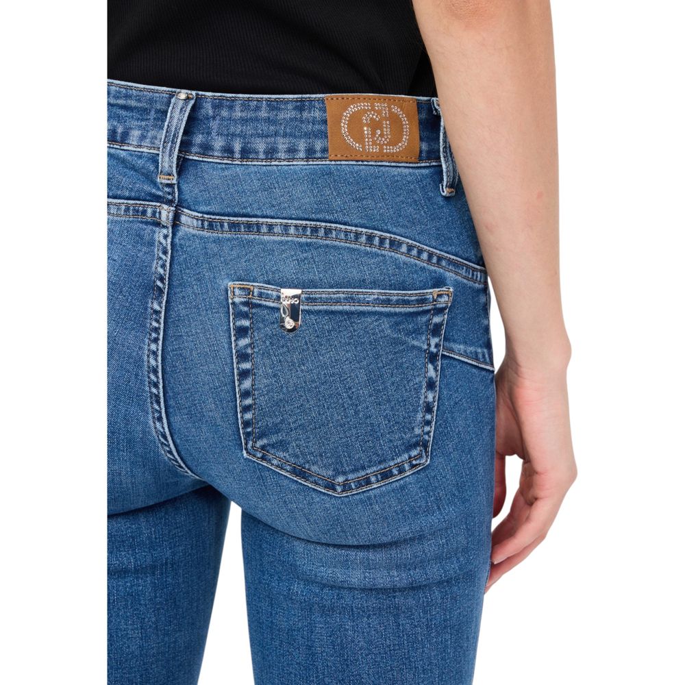 Blue Cotton Bootcut Jeans - ventzia