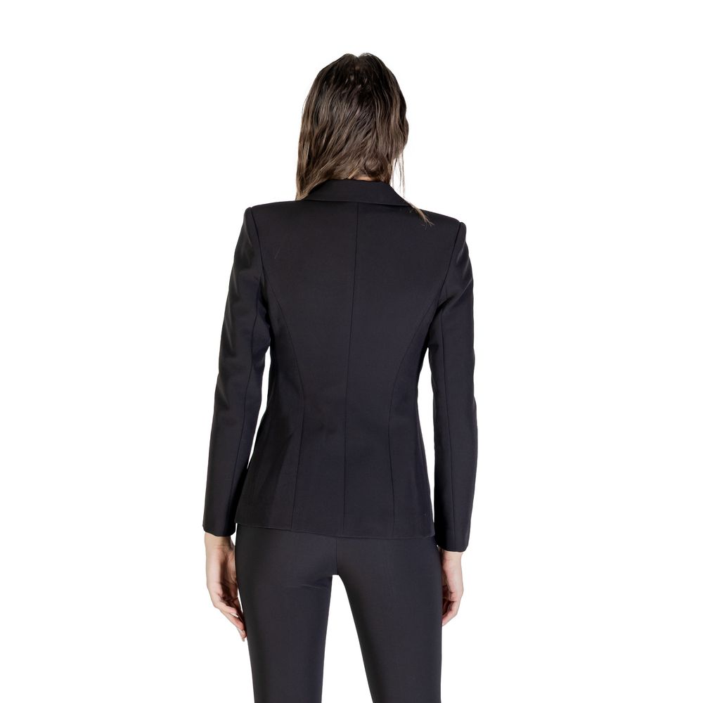 Black Polyester Blazer - ventzia