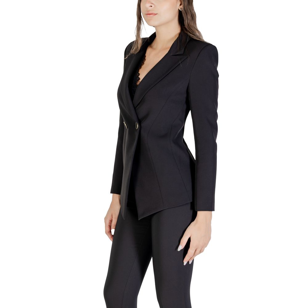 Black Polyester Blazer - ventzia