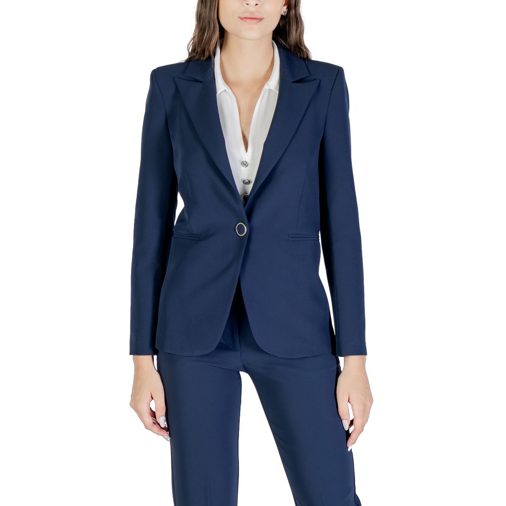 Blue Polyester Blazer - ventzia