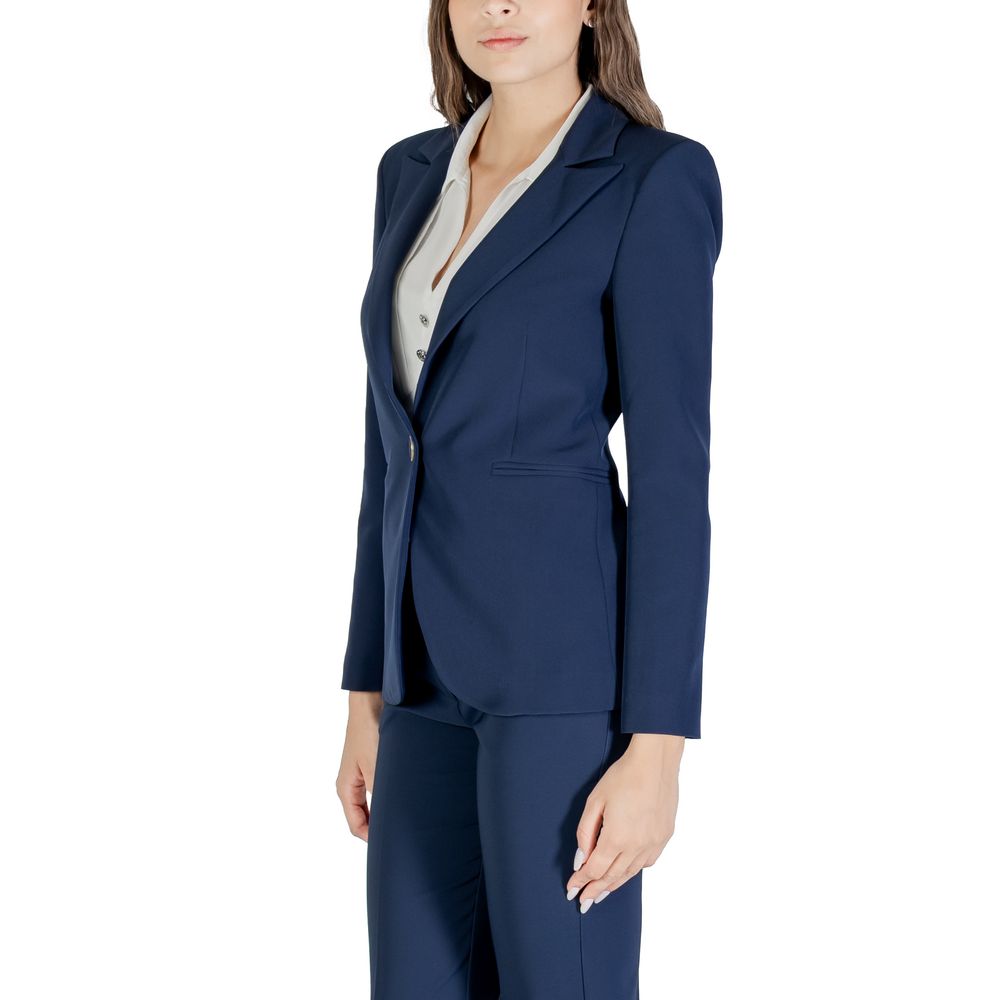 Blue Polyester Blazer - ventzia