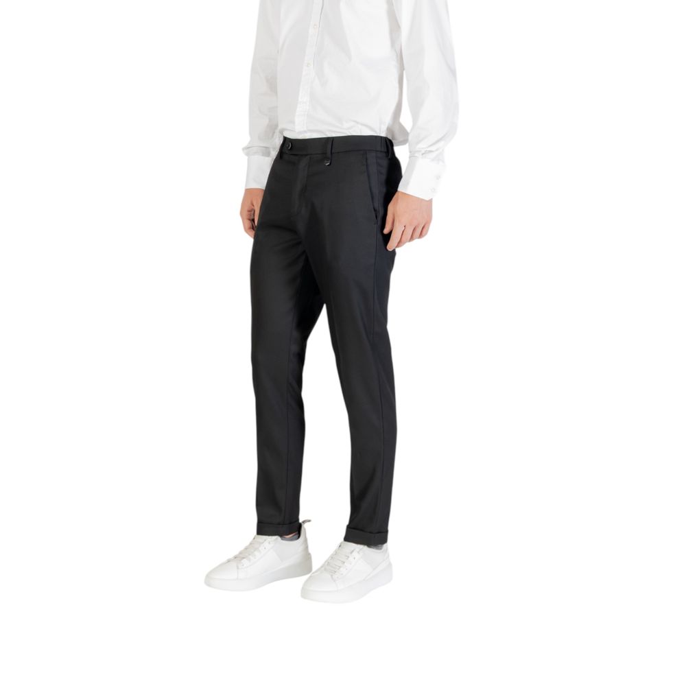 Black Polyester Skinny Pants - ventzia