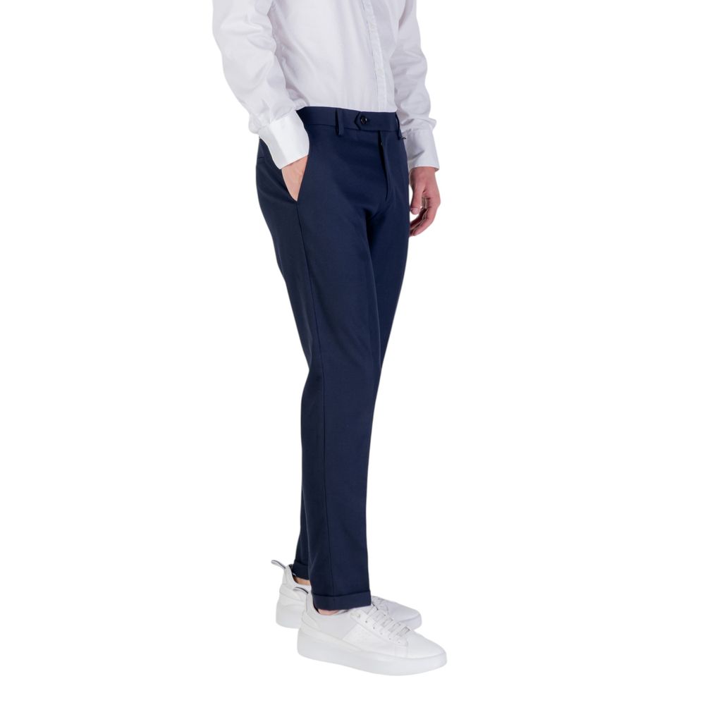 Blue Polyester Skinny Pants - ventzia