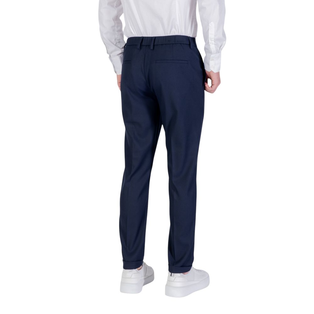 Blue Polyester Skinny Pants - ventzia