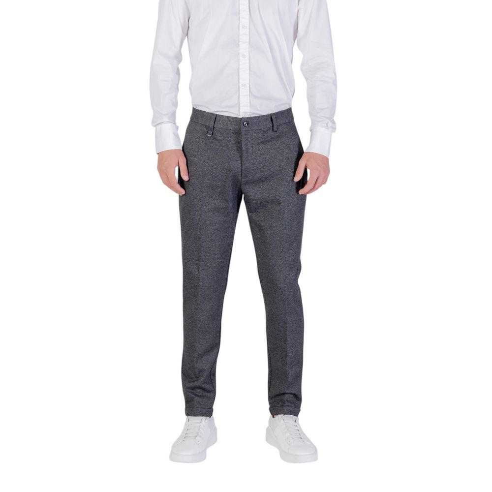 Gray Polyester Skinny Pants - ventzia