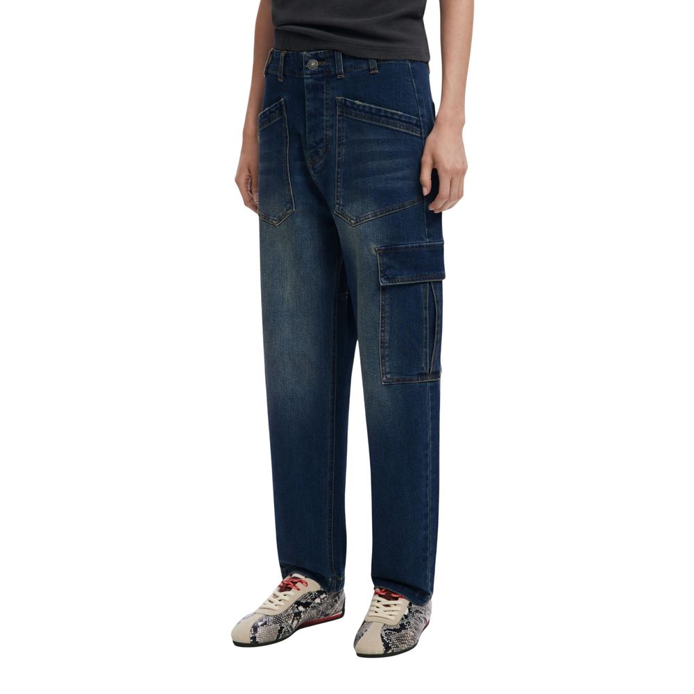 Blue Cotton Boyfriend Jeans - ventzia