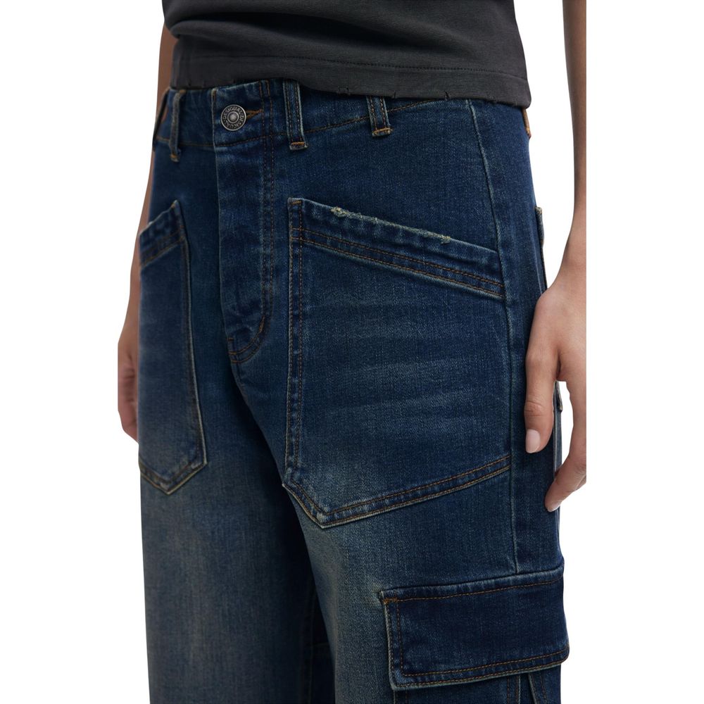 Blue Cotton Boyfriend Jeans - ventzia