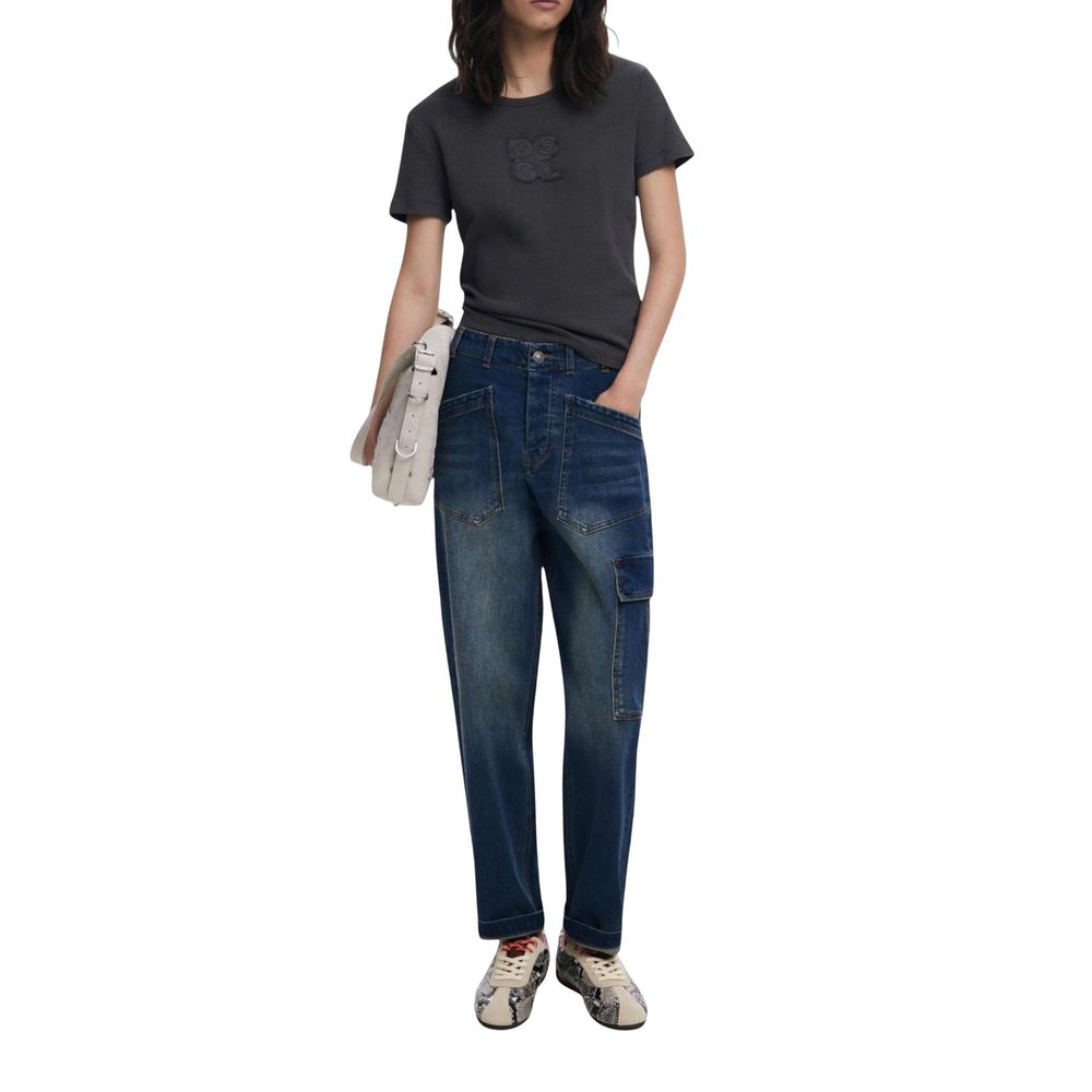 Blue Cotton Boyfriend Jeans - ventzia