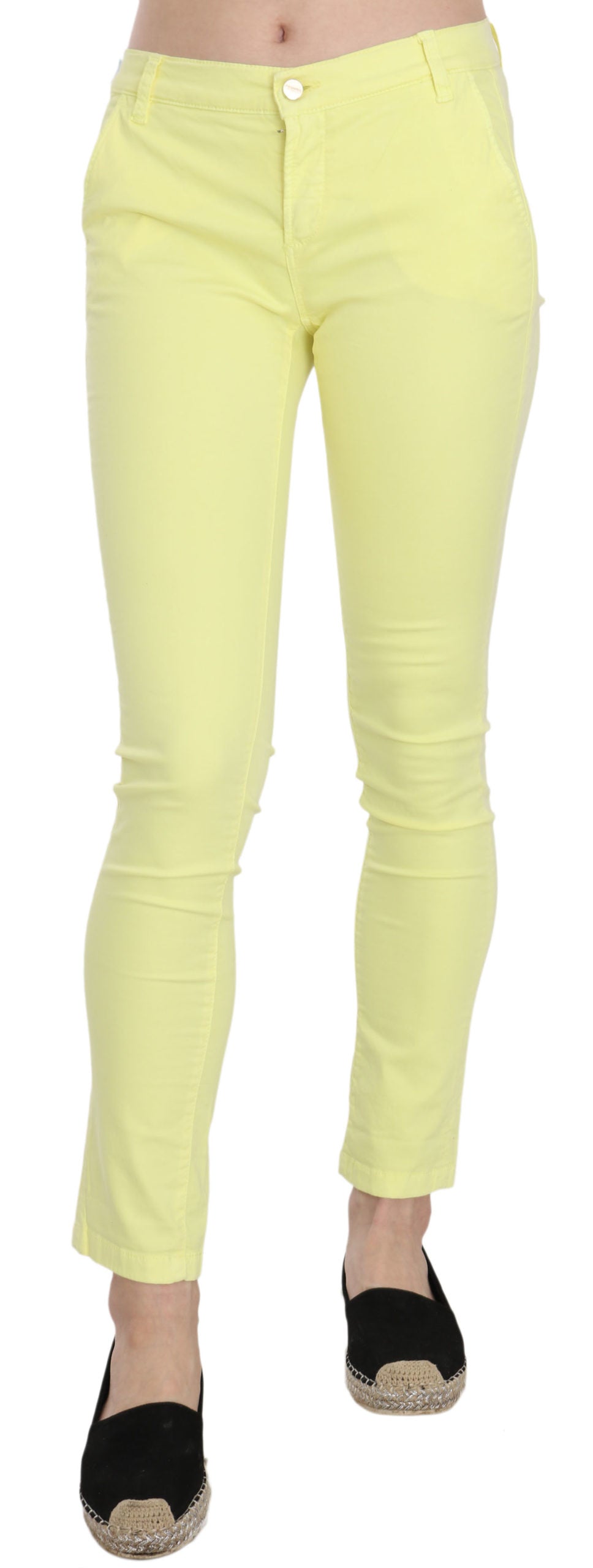 Chic Yellow Low Waist Skinny Casual Trousers - ventzia