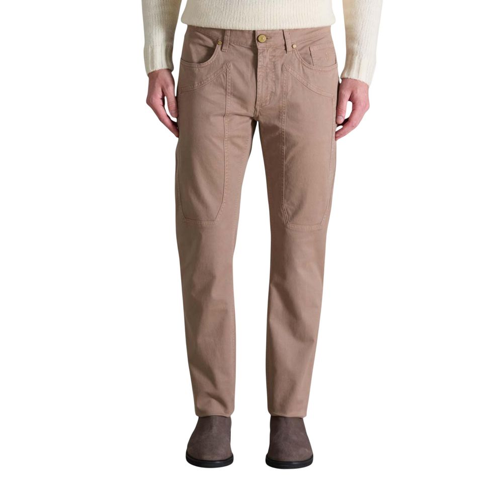 Beige Cotton Skinny Pants - ventzia