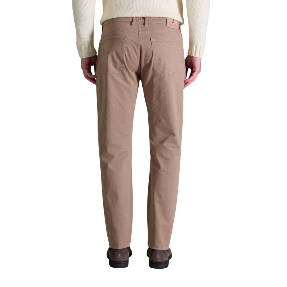 Beige Cotton Skinny Pants - ventzia