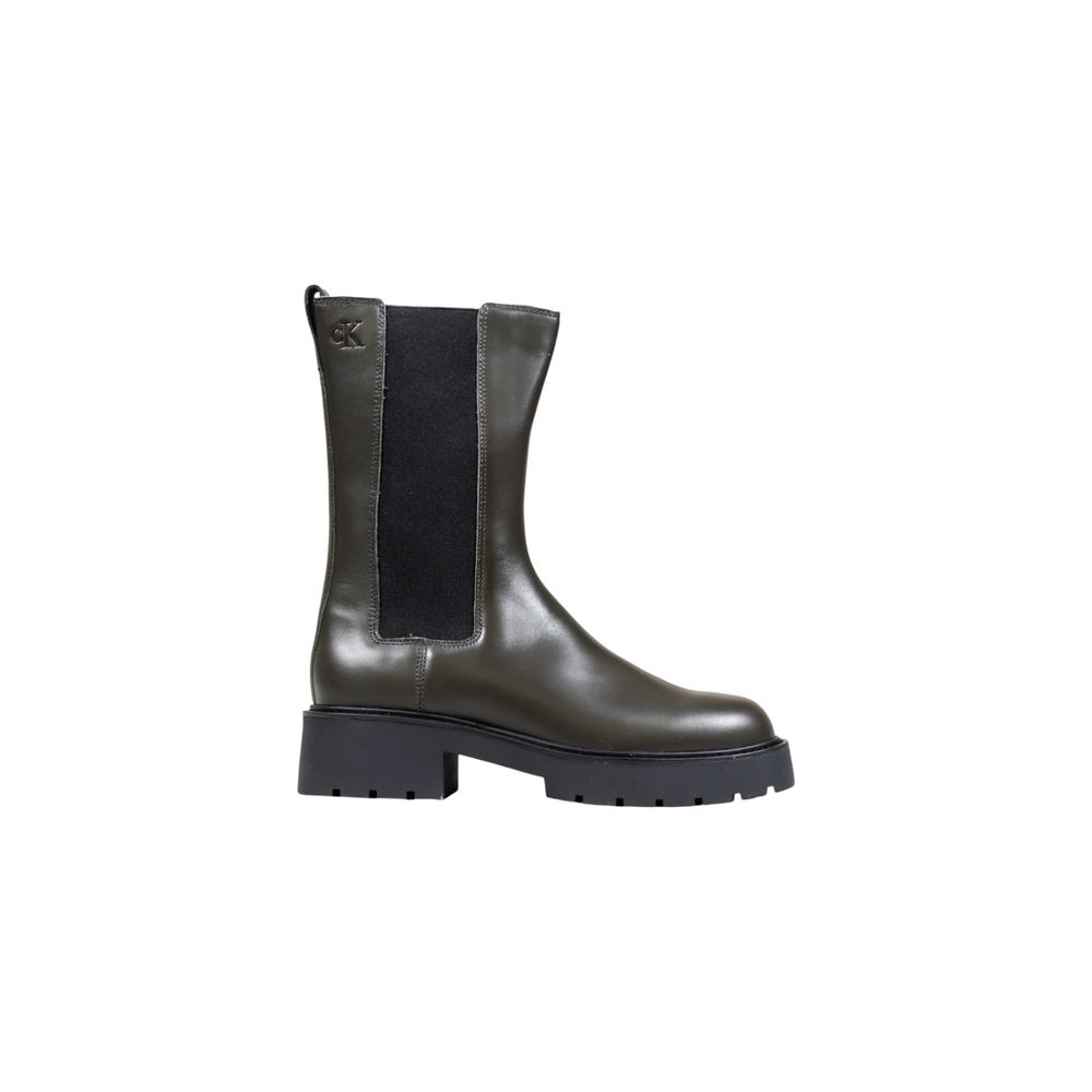 Gray Leather Ankle Boots - ventzia