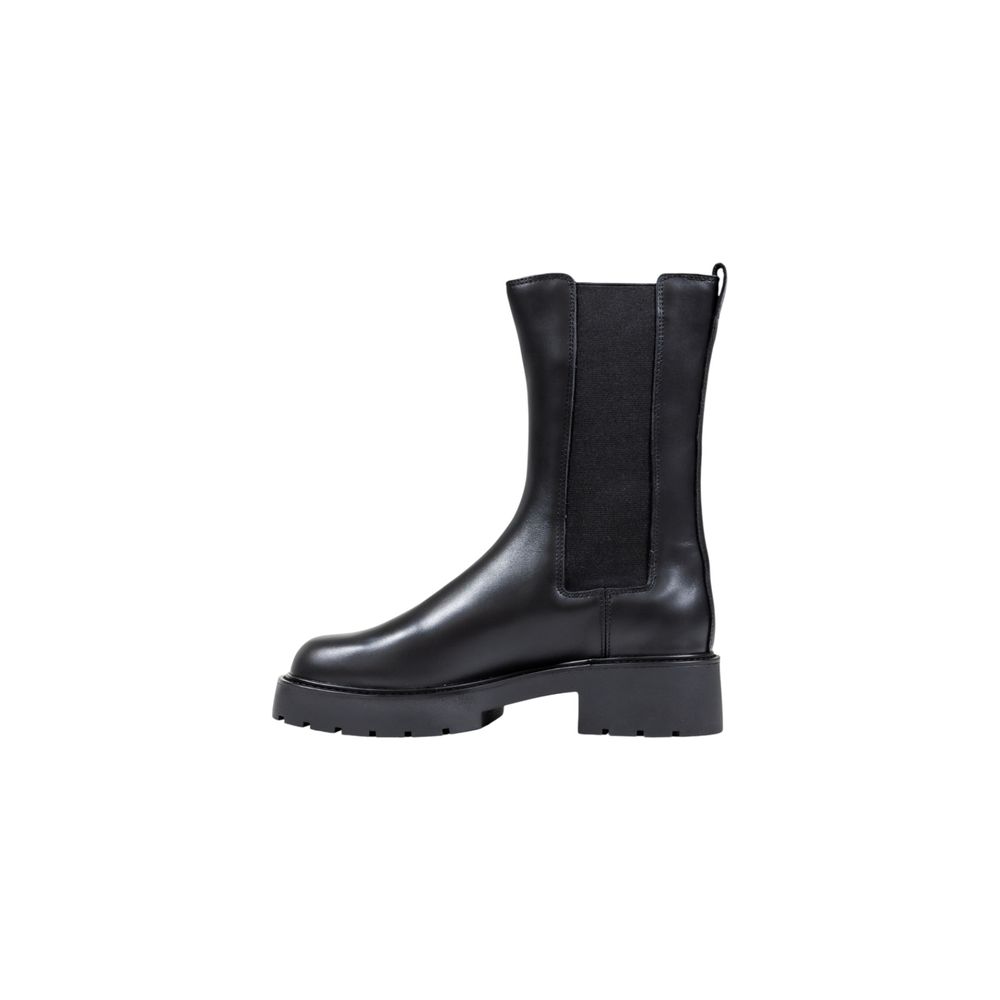 Black Leather Ankle Boots - ventzia