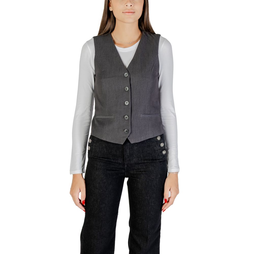 Gray Polyester Waistcoat - ventzia