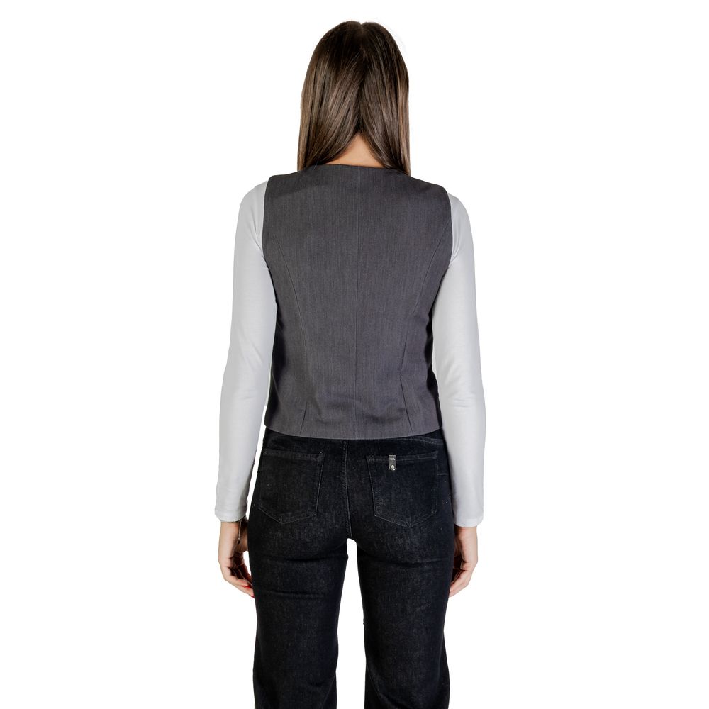 Gray Polyester Waistcoat - ventzia