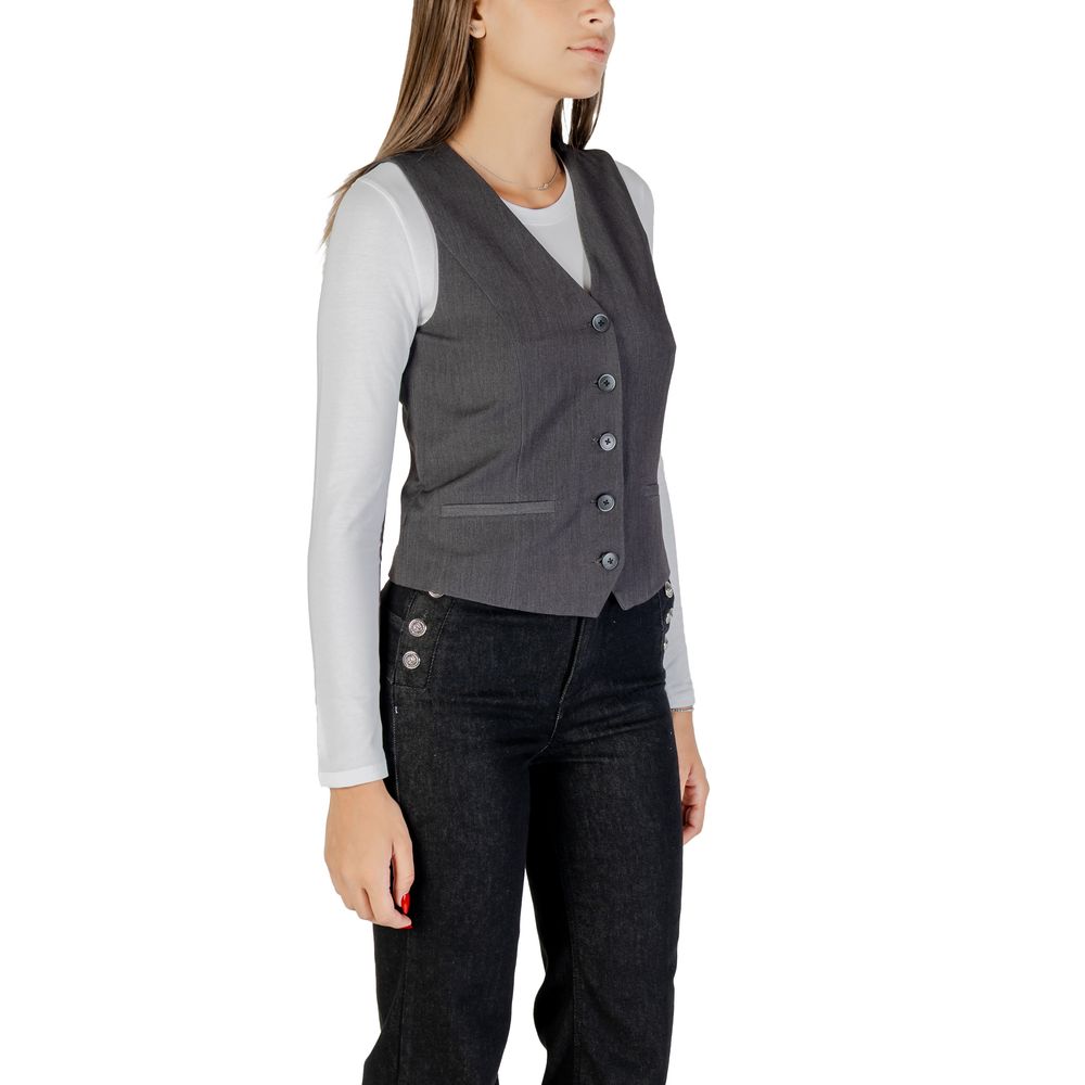 Gray Polyester Waistcoat - ventzia