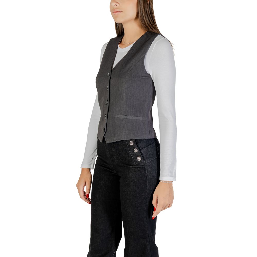 Gray Polyester Waistcoat - ventzia