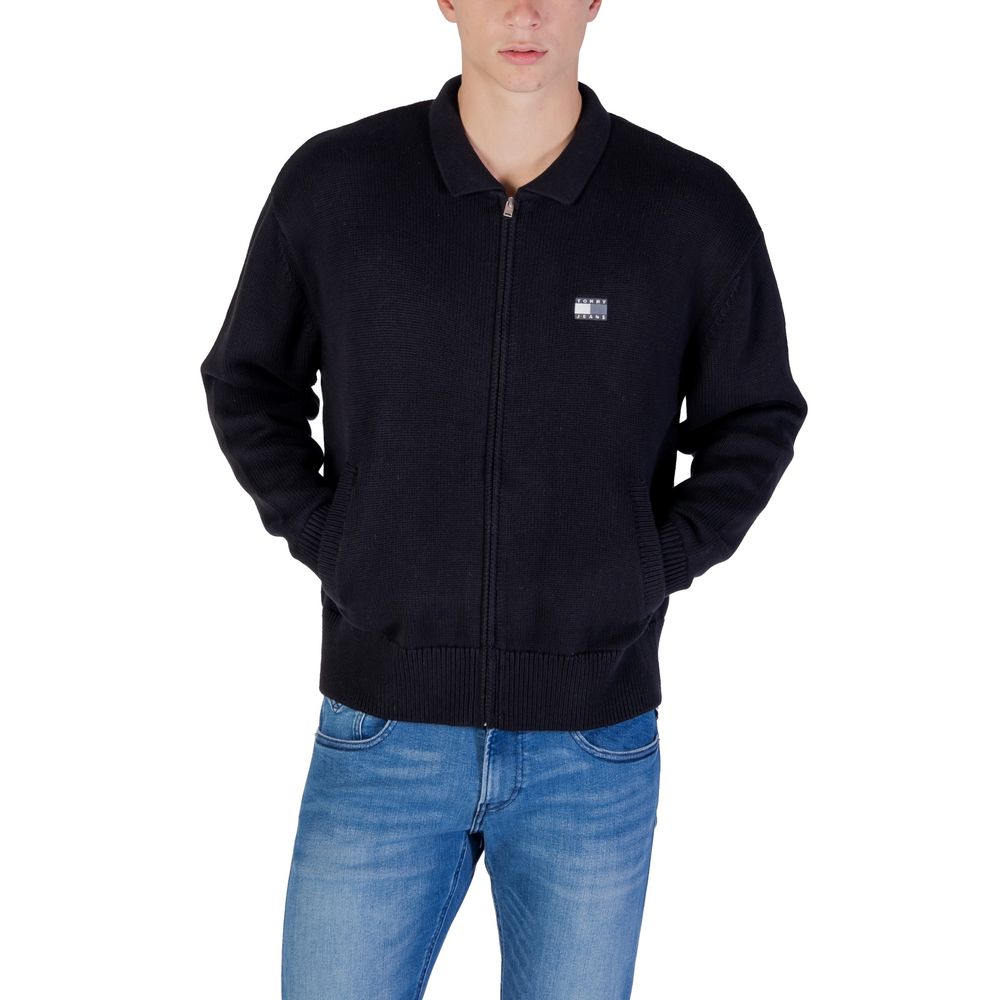 Black Recycled Cotton Cardigan - ventzia