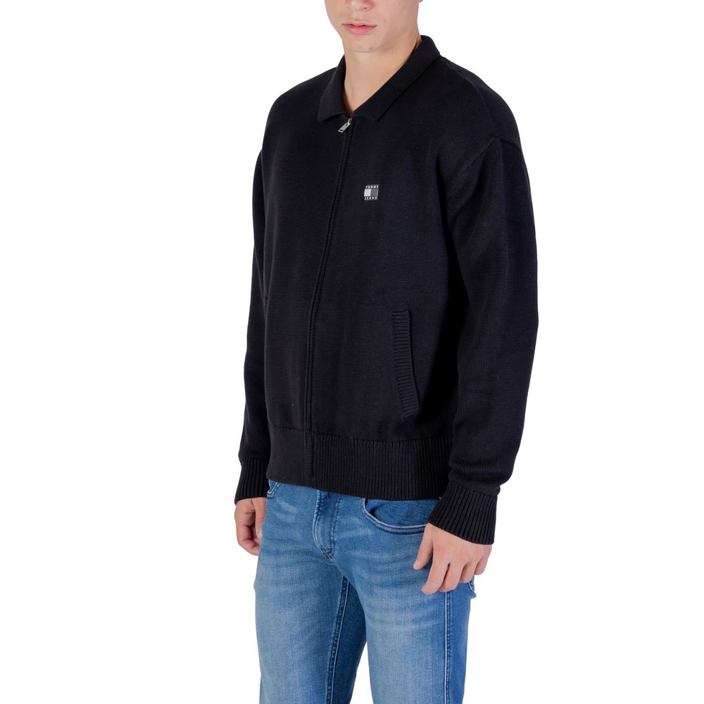 Black Recycled Cotton Cardigan - ventzia