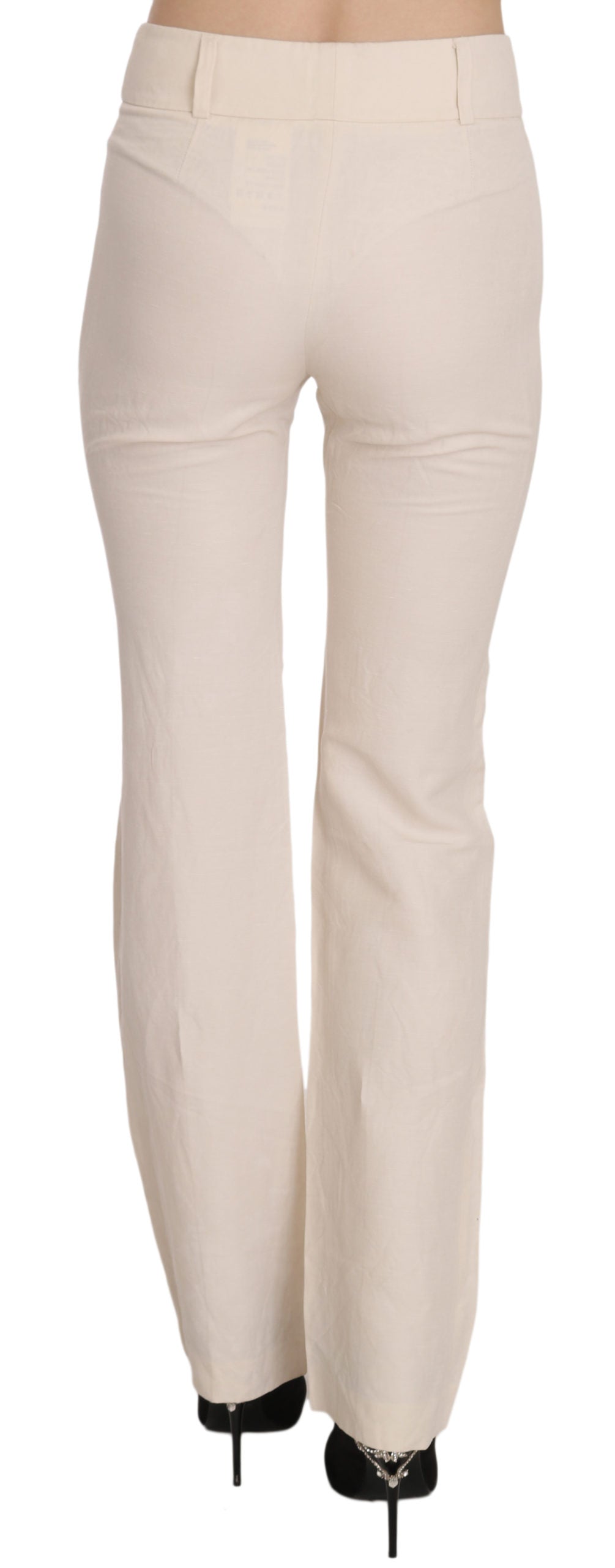 Elevated White High Waist Flared Trousers - ventzia