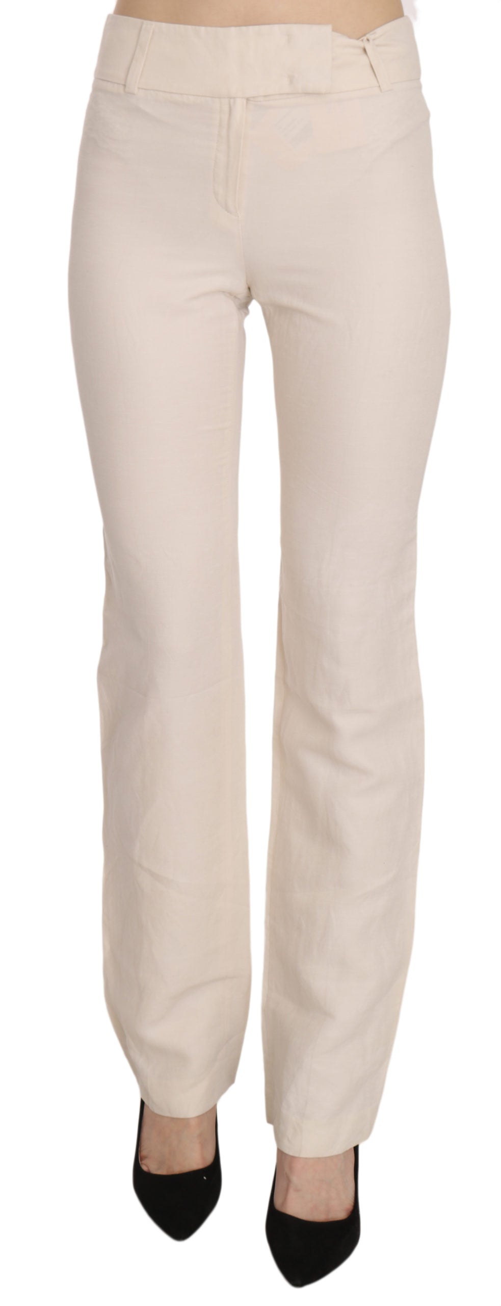 Elevated White High Waist Flared Trousers - ventzia
