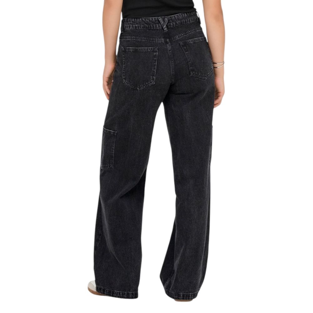 Black Cotton Relaxed Fit Jeans - ventzia