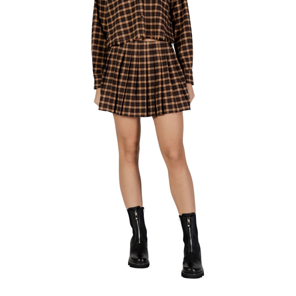 Brown Recycled Polyester Mini Skirt - ventzia