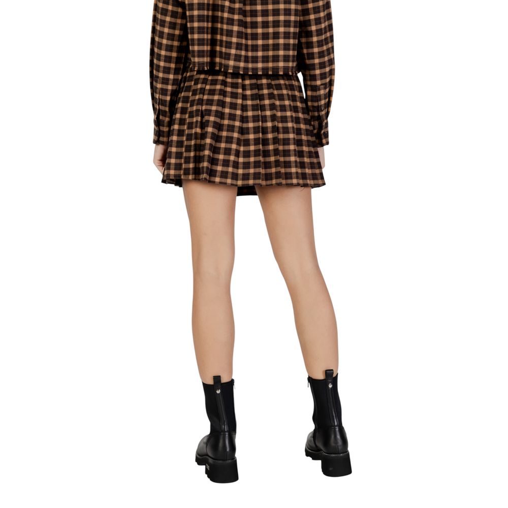 Brown Recycled Polyester Mini Skirt - ventzia
