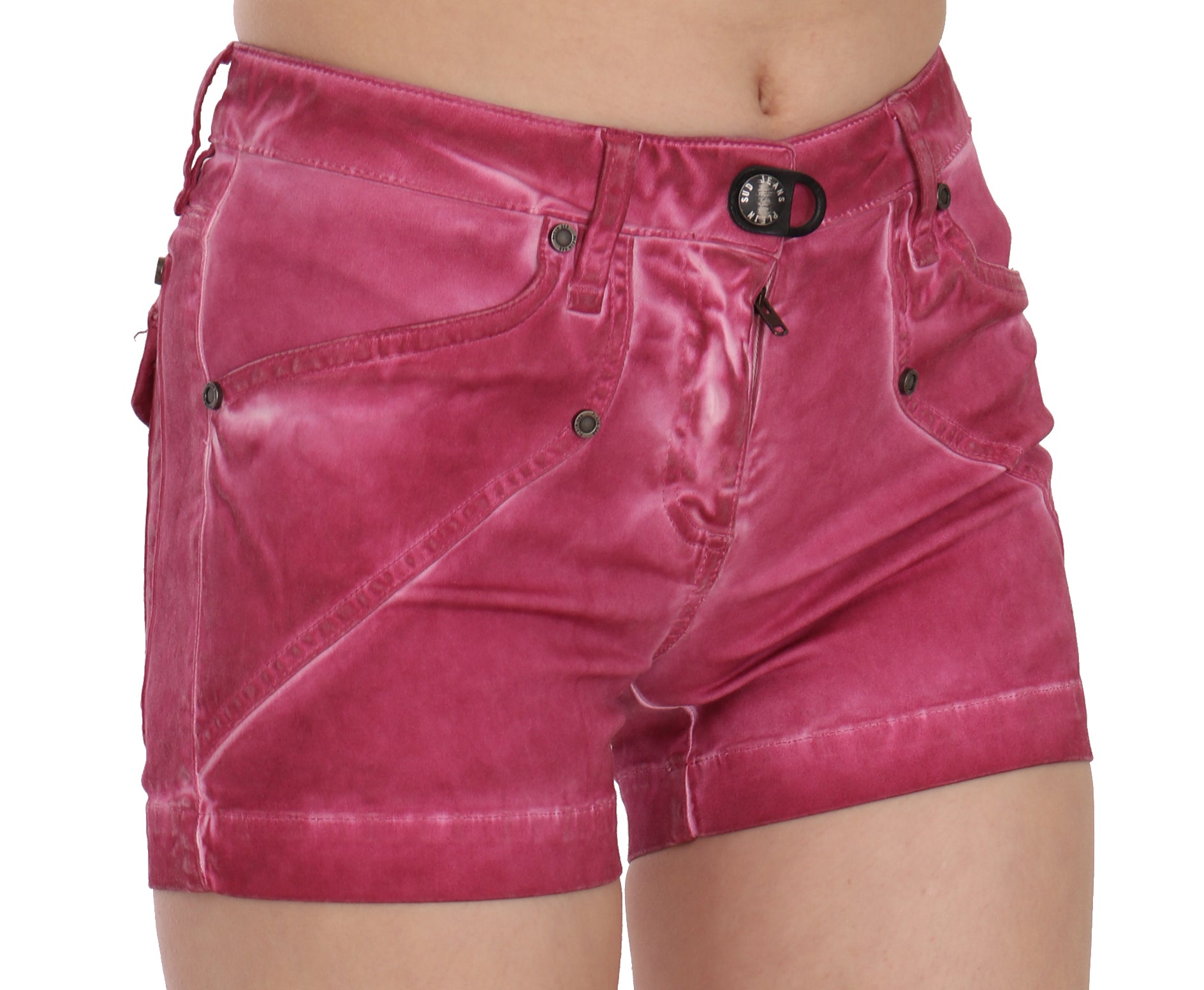 Chic Pink Washed Denim Shorts - ventzia