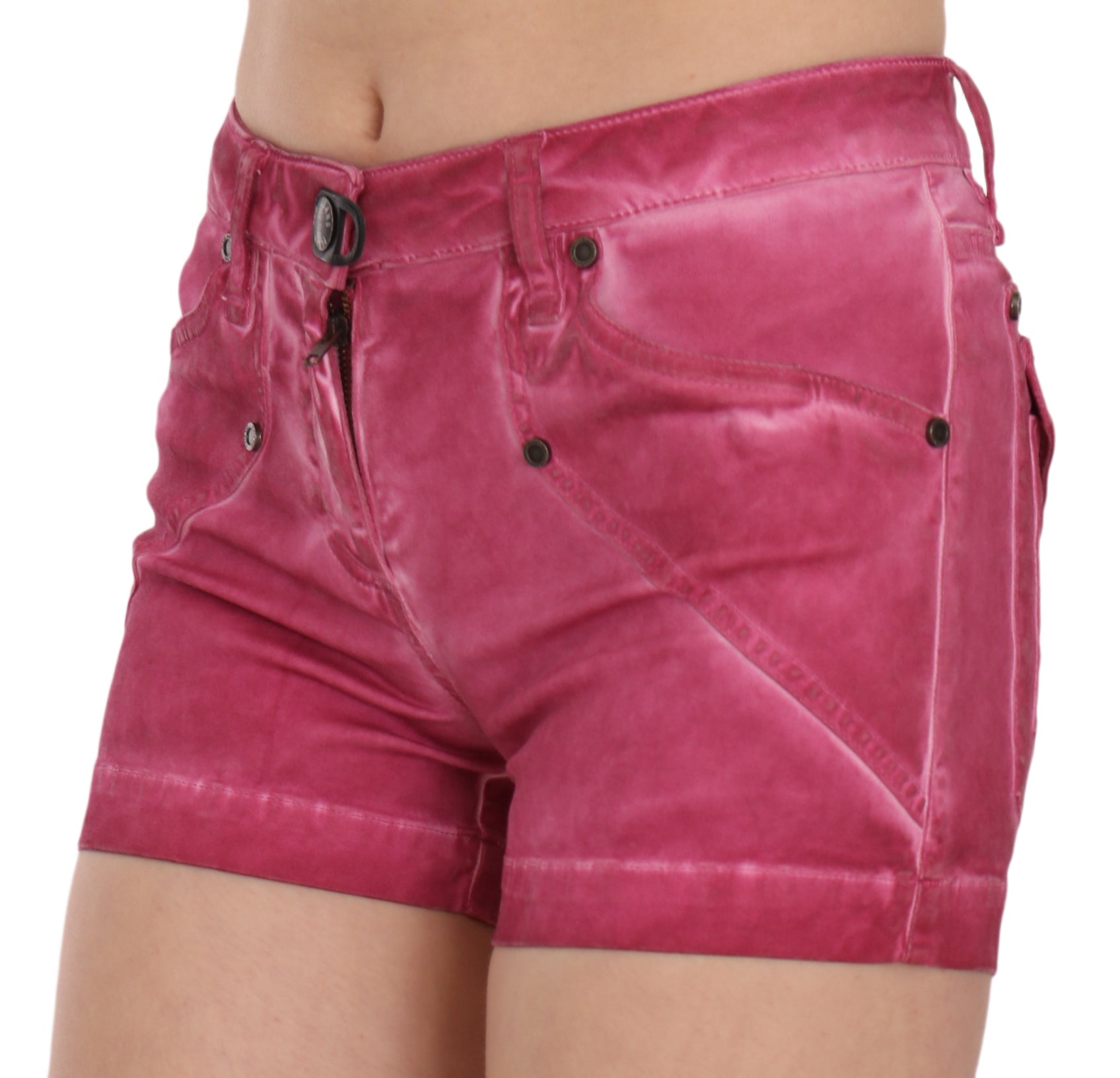 Chic Pink Washed Denim Shorts - ventzia