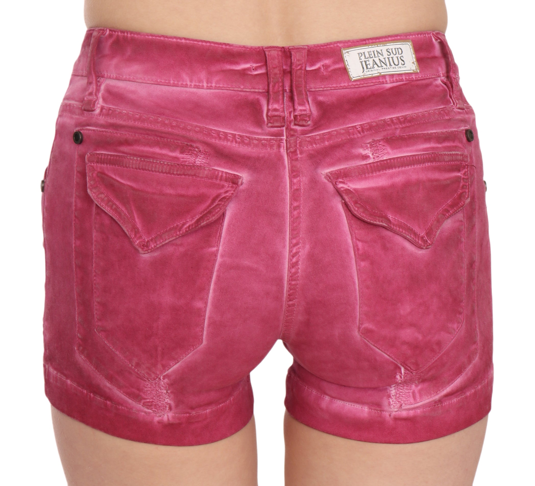 Chic Pink Washed Denim Shorts - ventzia