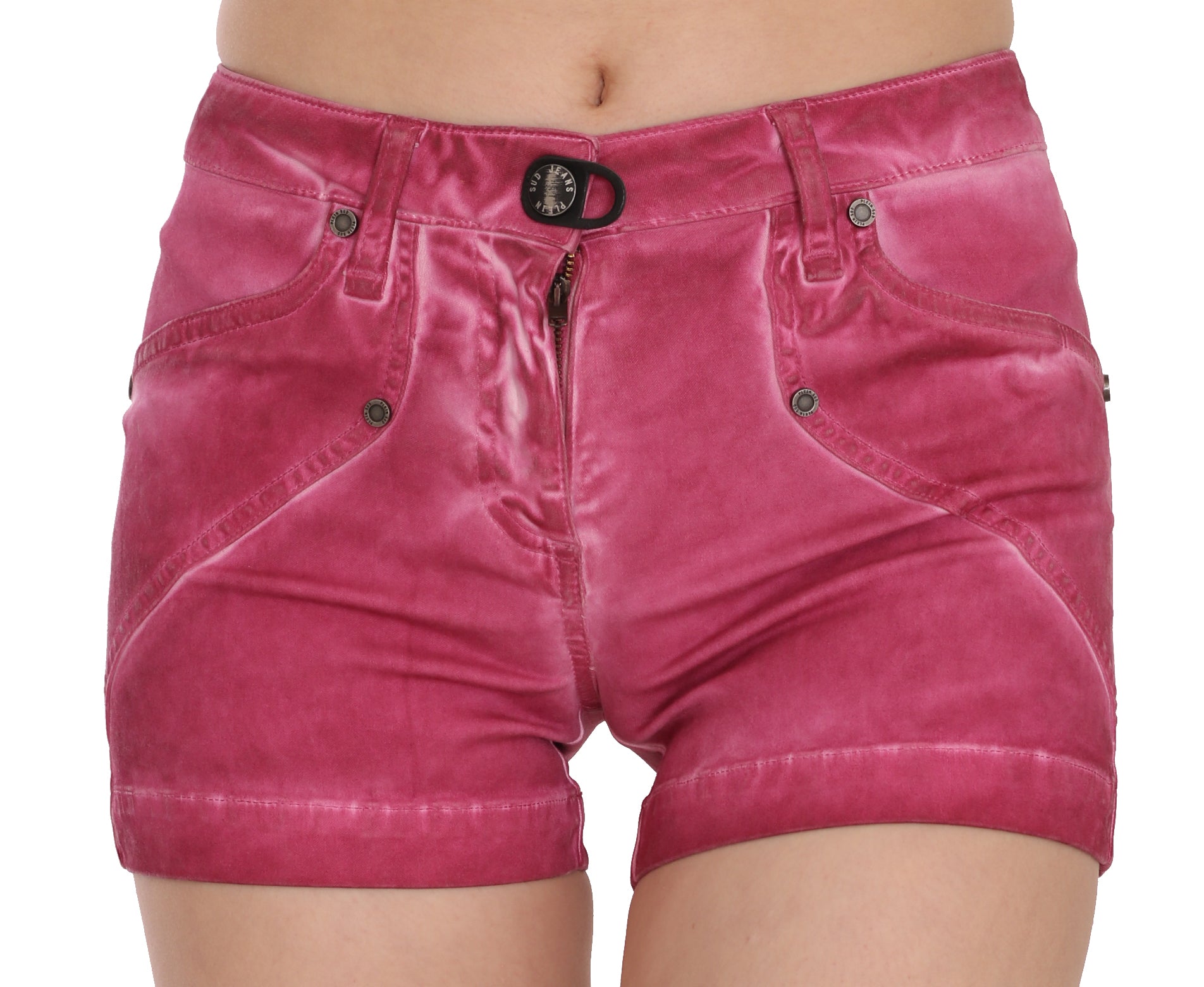 Chic Pink Washed Denim Shorts - ventzia