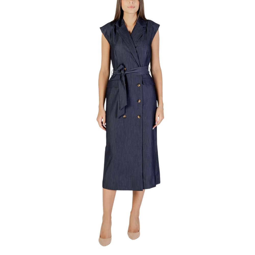 Blue Polyester Long Dress - ventzia