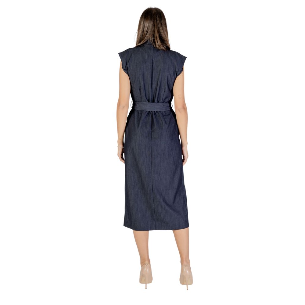 Blue Polyester Long Dress - ventzia