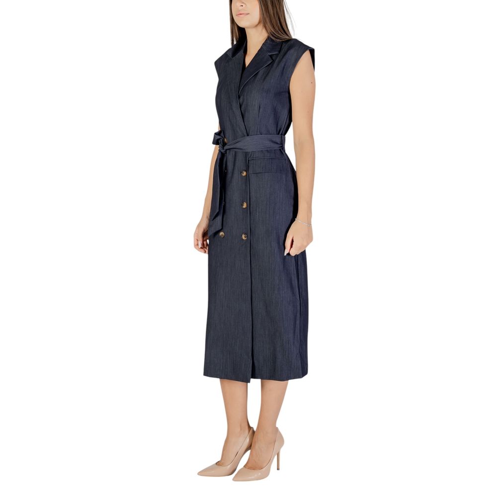 Blue Polyester Long Dress - ventzia