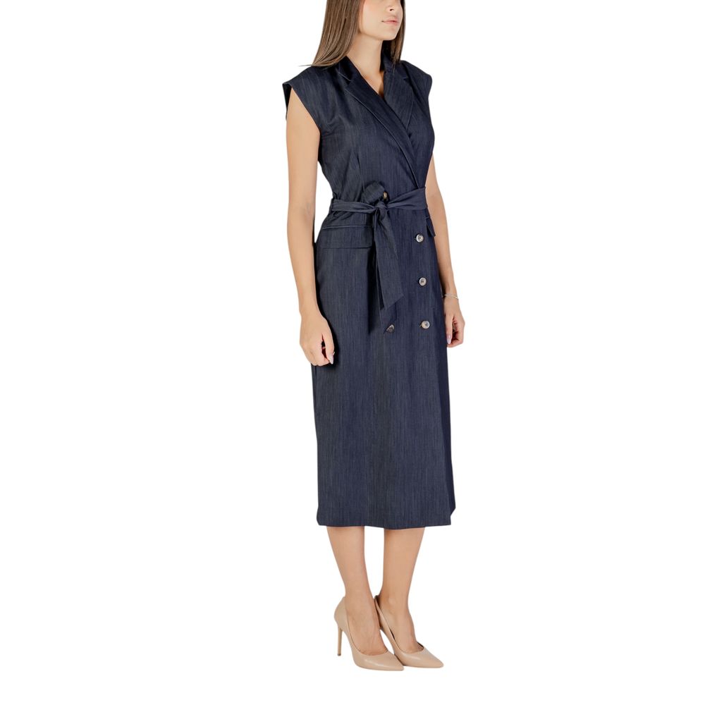 Blue Polyester Long Dress - ventzia