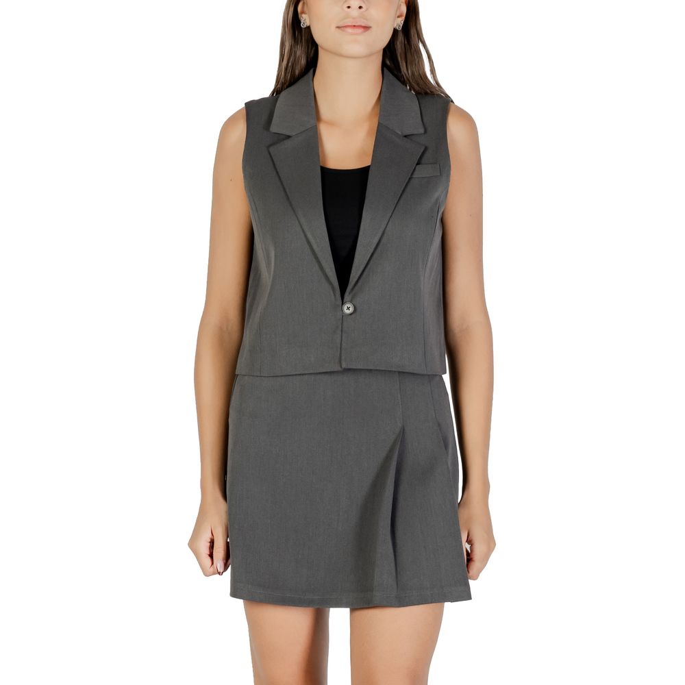 Gray Recycled Polyester Waistcoat - ventzia