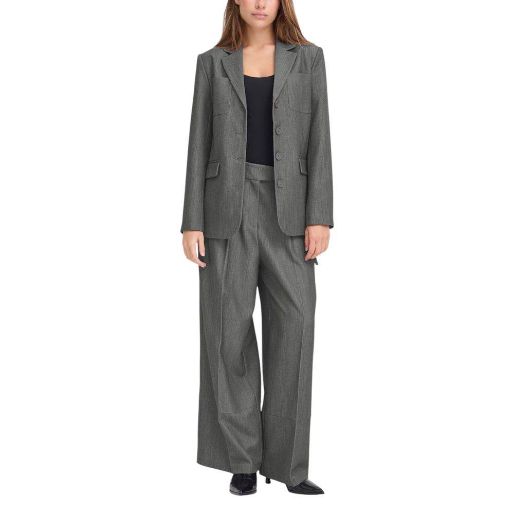 Gray Polyester Blazer - ventzia