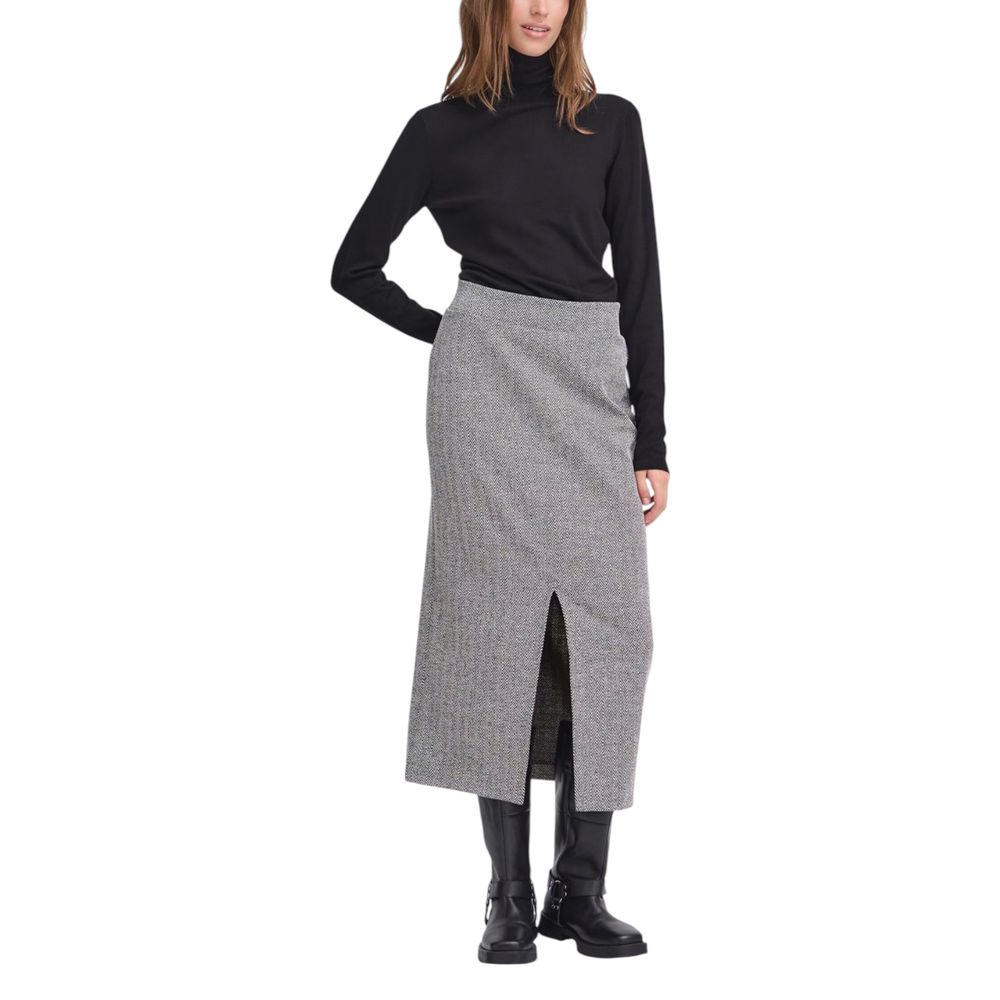 Black And White Polyester Long Skirt - ventzia