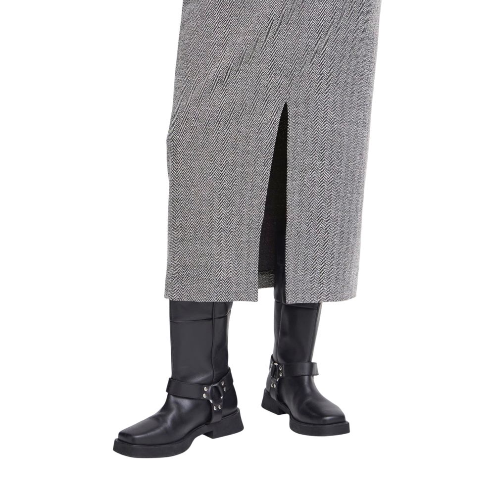 Black And White Polyester Long Skirt - ventzia