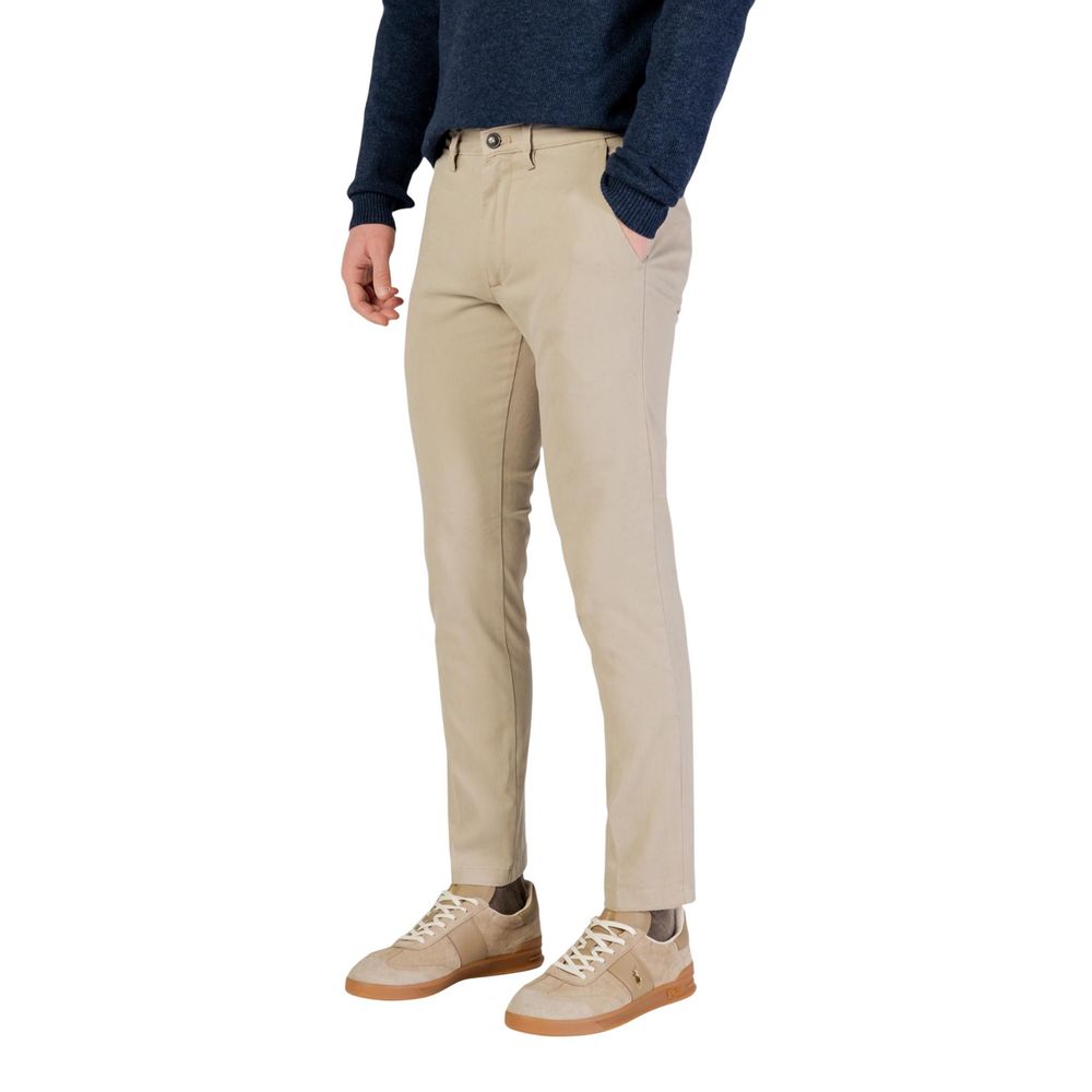 Beige Cotton Skinny Pants - ventzia